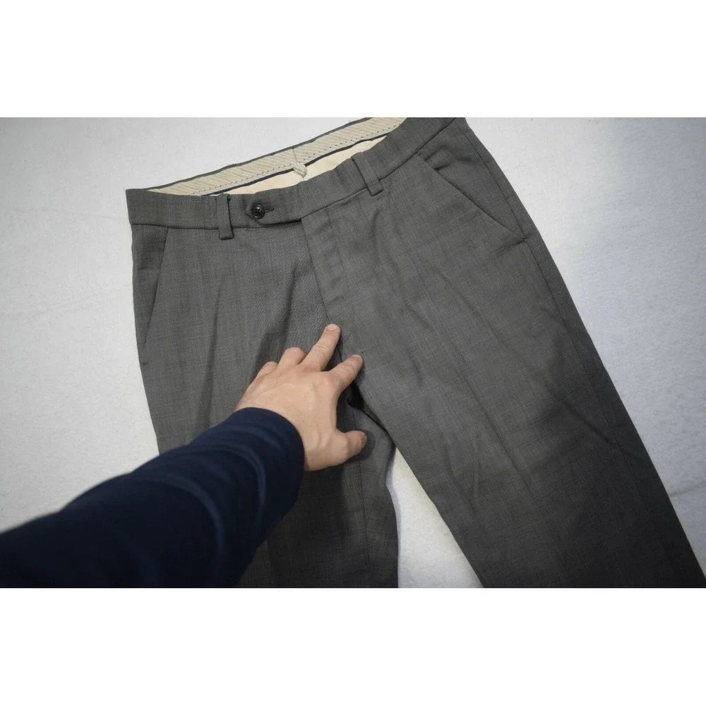 Ballin Comfort EZE Super 110s Wool Dress Pants Gray Flat Mens‎ Size 32 x 27